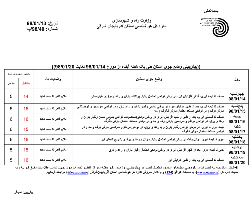 ورود سامانه بارشی جدید به آذربایجان شرقی ورود سامانه بارشی جدید به آذربایجان شرقی