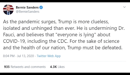 انتقاد شدید سناتور برنی سندرز از ترامپ