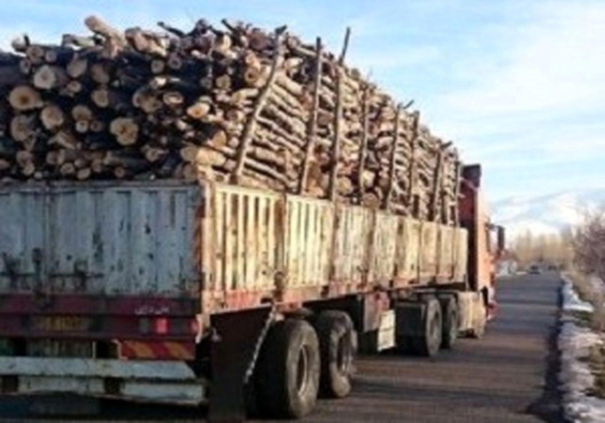 توقیف کامیون حامل چوب جنگلی قاچاق در اردبیل