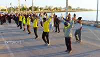 ورزش صبحگاهی در ساحل خلیج فارس